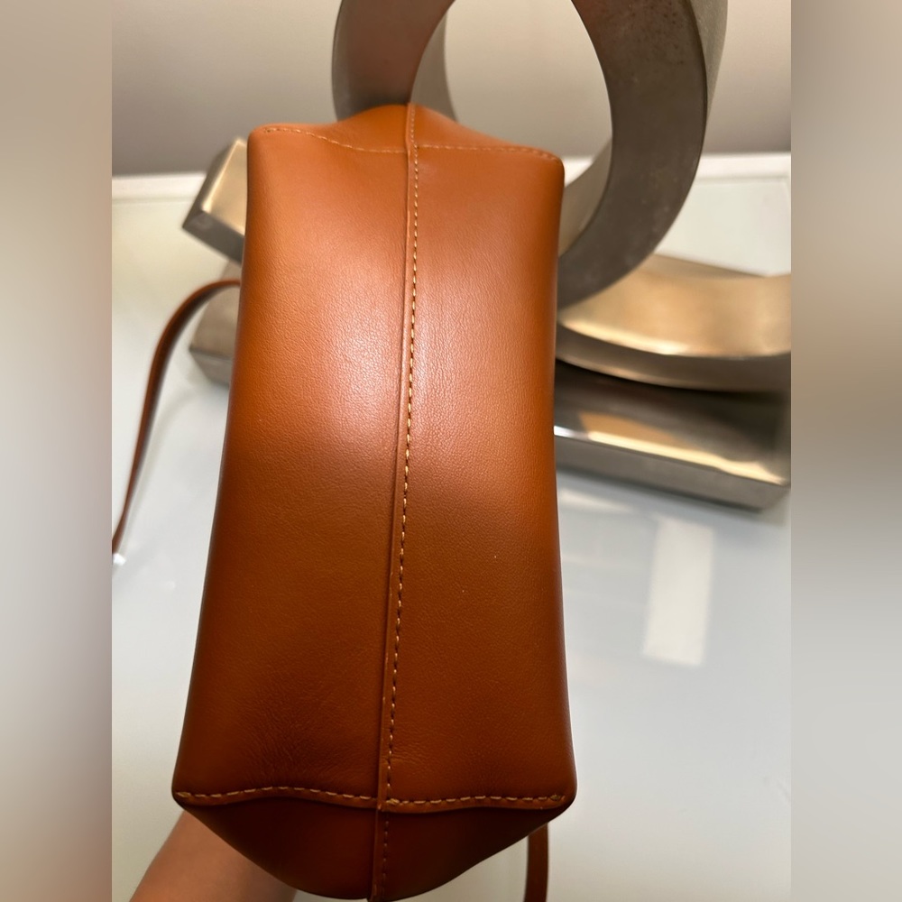 Mansur Gavriel $745 Mini M Frame Brown Leather Crossbody Clutch purse - Picture 3 of 5